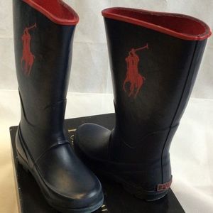 LARGE PONY POLO Ralph Lauren Rain Boots  Size 12